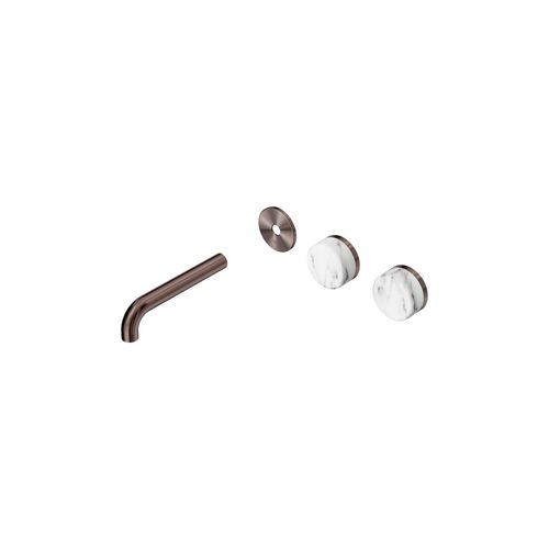 Serenity Wall Basin 160mm Offspout + Arabescato Corchia Handle Brushed Bronze