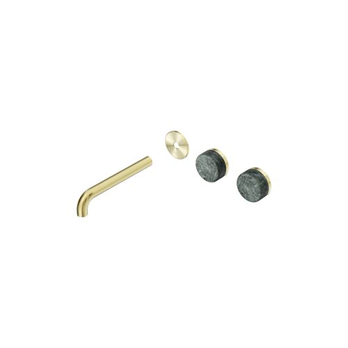 Serenity Wall Basin 185mm Offspout + Verde Alpi Handle Brushed Gold