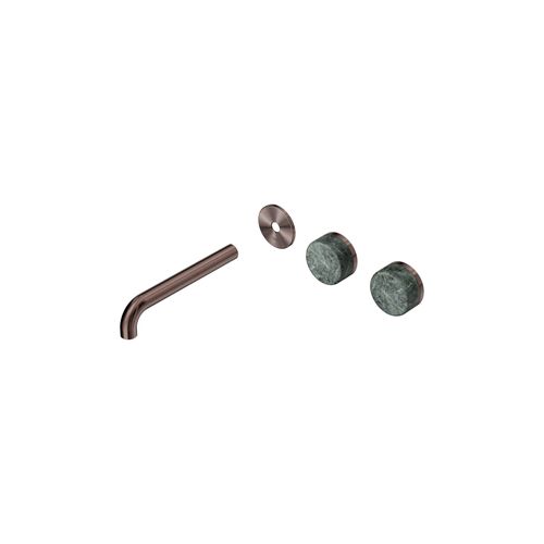 Serenity Wall Basin 185mm Offspout + Verde Alpi Handle Brushed Bronze