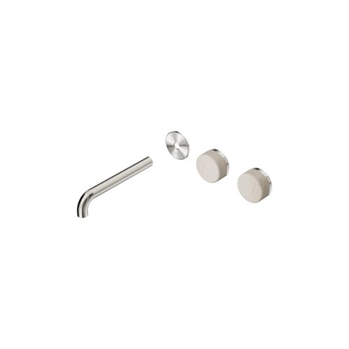 Serenity Wall Basin 185mm Offspout + Rome Travertine Handle Brushed Nickel