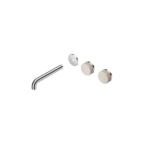 Serenity Wall Basin 185mm Offspout + Rome Travertine Handle Chrome