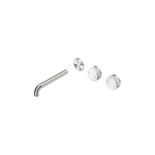 Serenity Wall Basin 185mm Offspout + Arabescato Corchia Handle Brushed Nickel