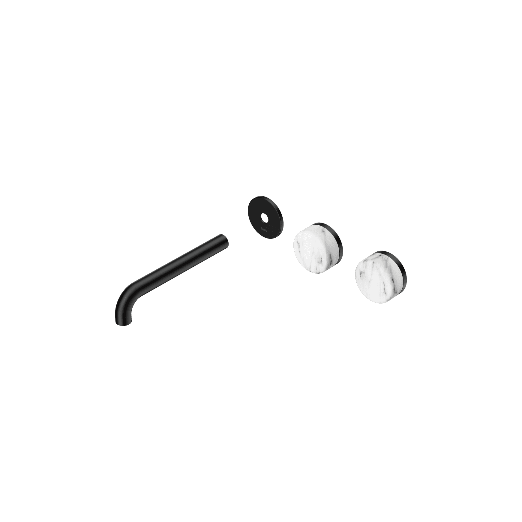 Serenity Wall Basin 185mm Offspout + Arabescato Corchia Handle Matte Black