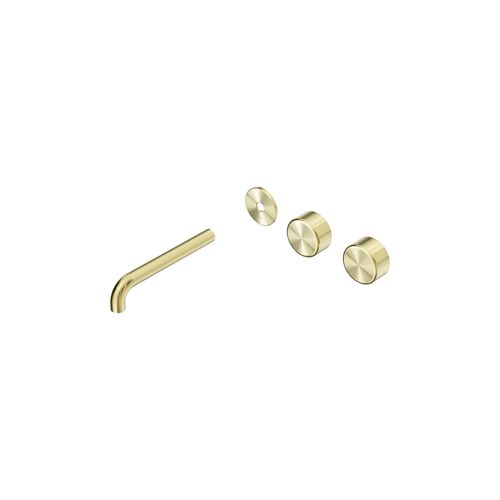 Serenity Wall Basin 185mm Offspout + Metal Handle Brushed Gold
