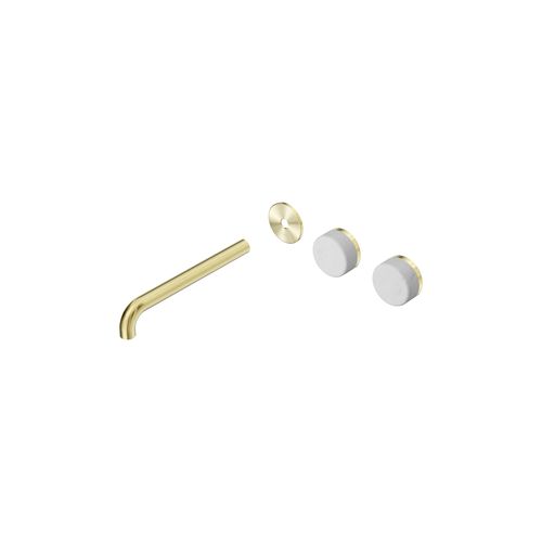 Serenity Wall Basin 220mm Offspout + Carrara Handle Brushed Gold