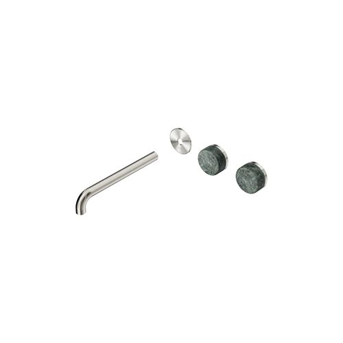 Serenity Wall Basin 220mm Offspout + Verde Alpi Handle Brushed Nickel