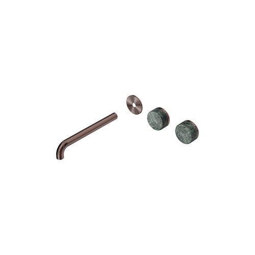 Serenity Wall Basin 220mm Offspout + Verde Alpi Handle Brushed Bronze