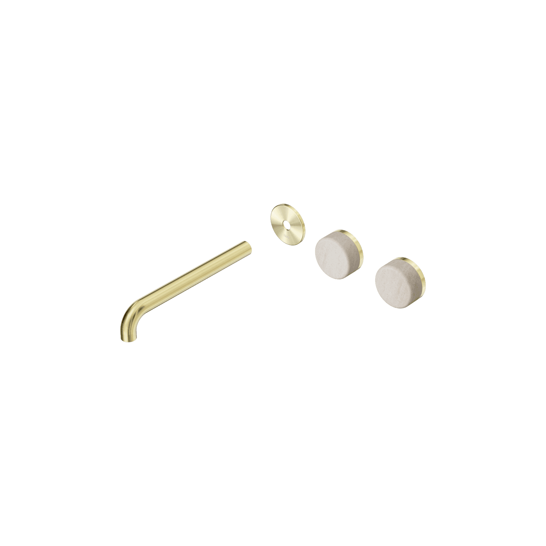 Serenity Wall Basin 220mm Offspout + Rome Travertine Handle Brushed Gold