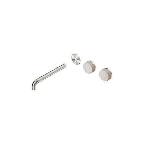 Serenity Wall Basin 220mm Offspout + Rome Travertine Handle Brushed Nickel