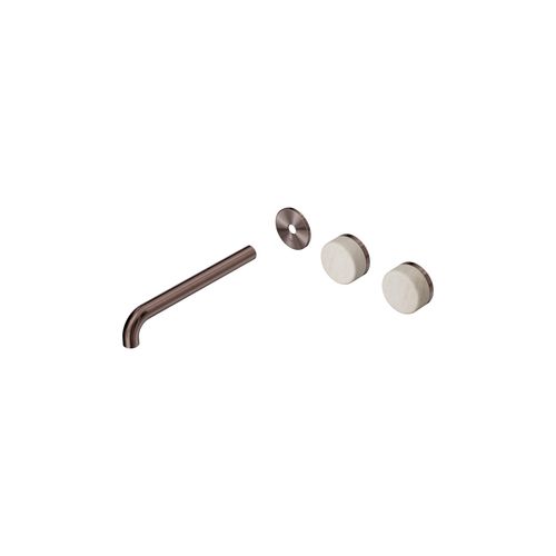 Serenity Wall Basin 220mm Offspout + Rome Travertine Handle Brushed Bronze