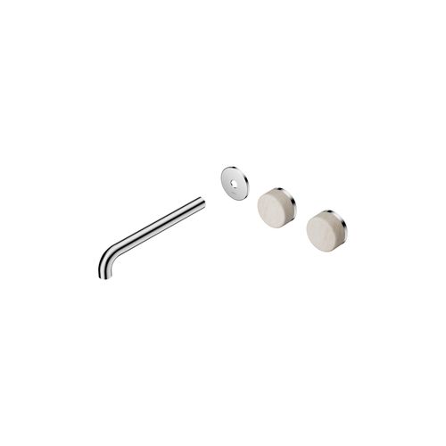 Serenity Wall Basin 220mm Offspout + Rome Travertine Handle Chrome