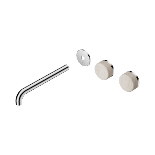 Serenity Wall Basin 220mm Offspout + Rome Travertine Handle Chrome