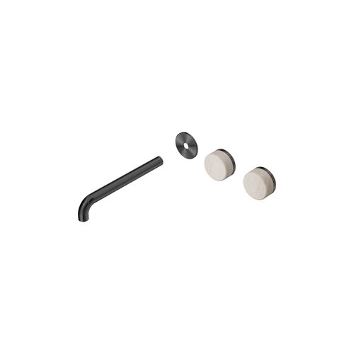 Serenity Wall Basin 220mm Offspout + Rome Travertine Handle Gun Metal