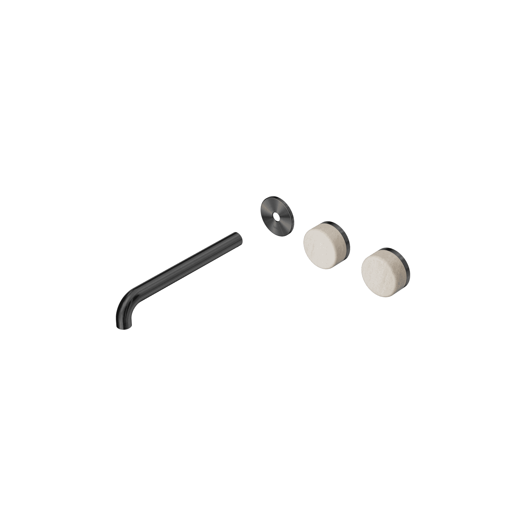 Serenity Wall Basin 220mm Offspout + Rome Travertine Handle Gun Metal