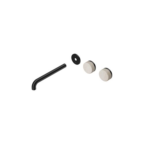 Serenity Wall Basin 220mm Offspout + Rome Travertine Handle Matte Black