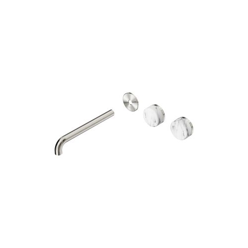 Serenity Wall Basin 220mm Offspout + Arabescato Corchia Handle Brushed Nickel