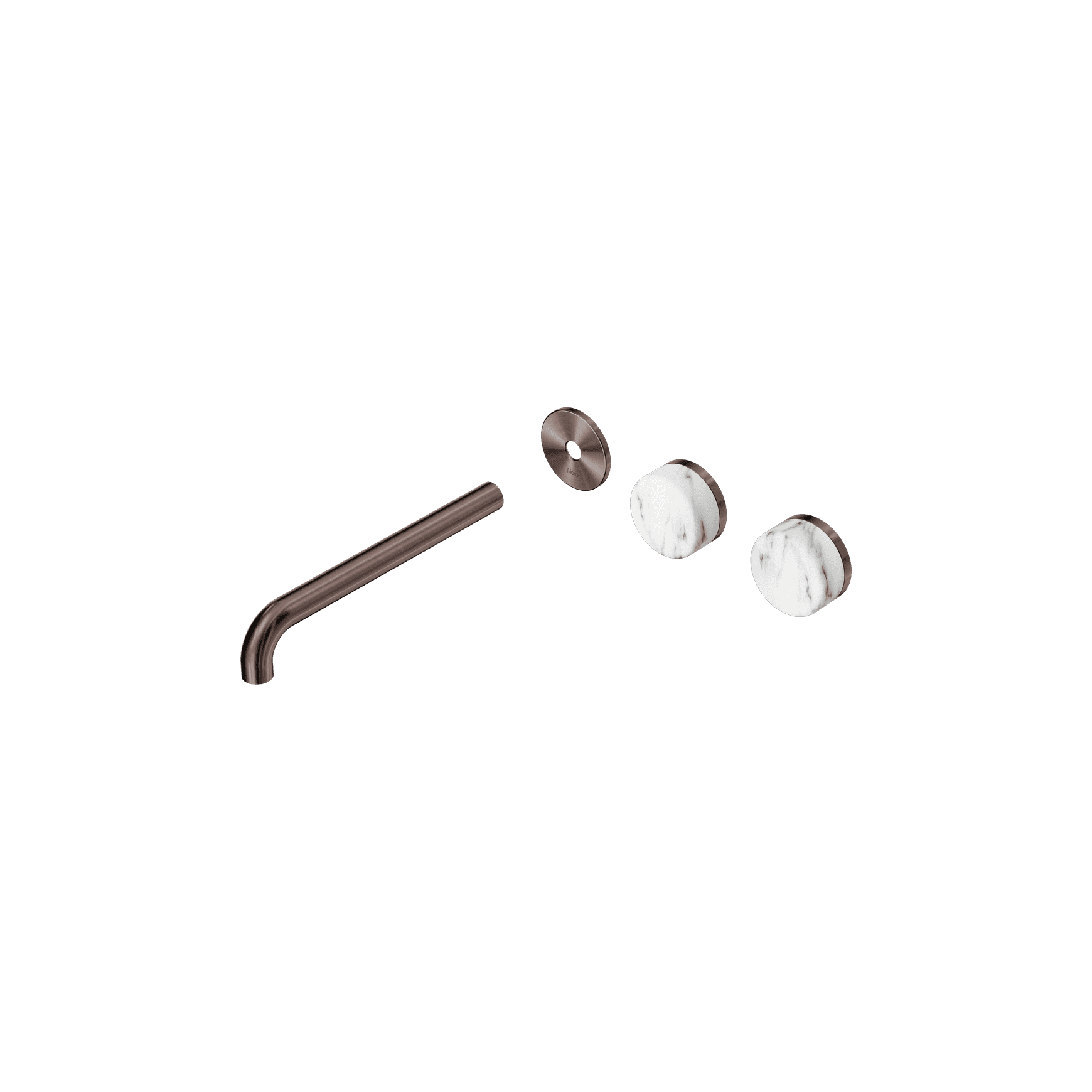 Serenity Wall Basin 220mm Offspout + Arabescato Corchia Handle Brushed Bronze