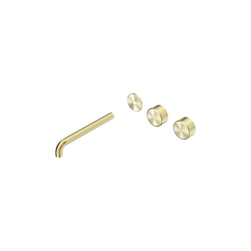 Serenity Wall Basin 220mm Offspout + Metal Handle Brushed Gold