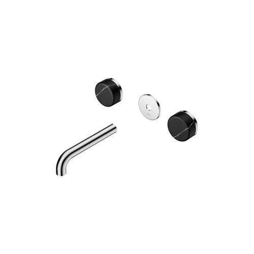 Serenity Wall Basin 160mm Spout + Marquina Black Handle Chrome