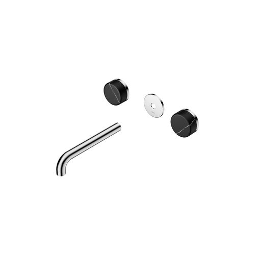 Serenity Wall Basin 185mm Spout + Marquina Black Handle Chrome