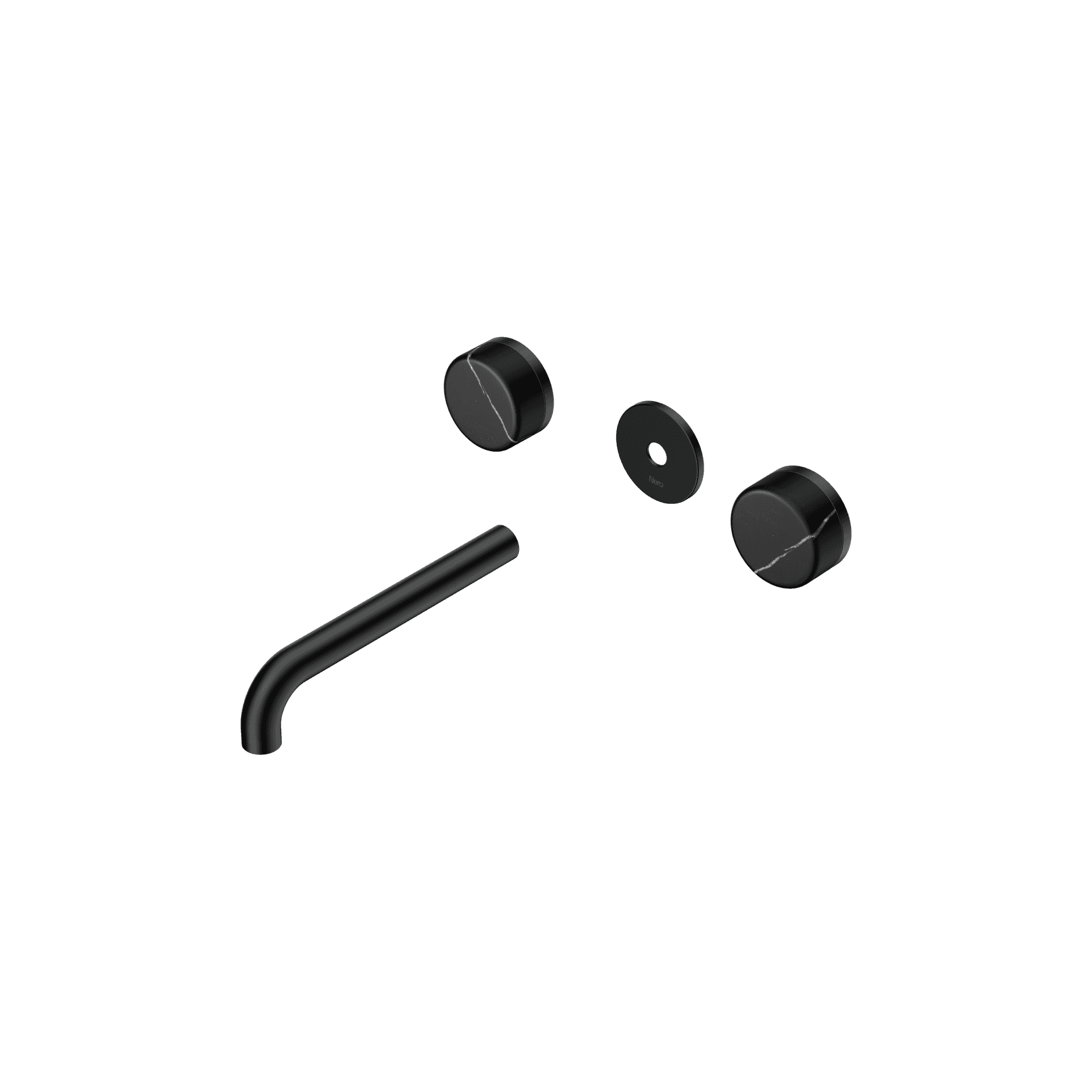 Serenity Wall Basin 185mm Spout + Marquina Black Handle Matte Black