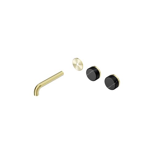 Serenity Wall Basin 160mm Offspout + Marquina Black Handle Brushed Gold