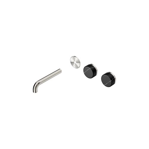 Serenity Wall Basin 160mm Offspout + Marquina Black Handle Brushed Nickel