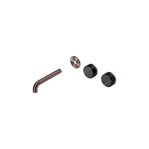 Serenity Wall Basin 160mm Offspout + Marquina Black Handle Brushed Bronze