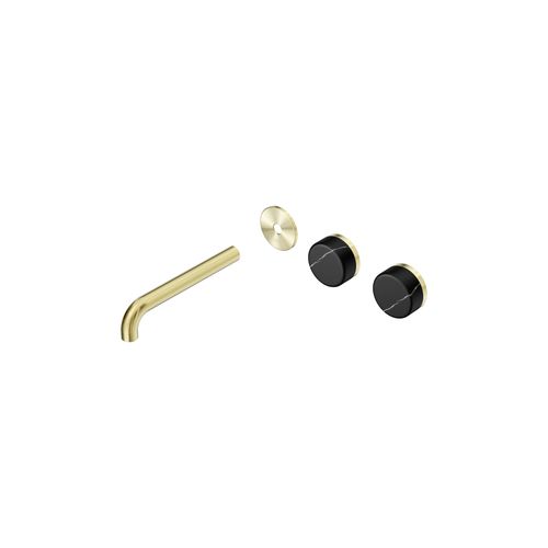 Serenity Wall Basin 185mm Offspout + Marquina Black Handle Brushed Gold