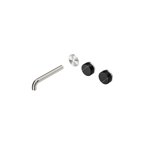 Serenity Wall Basin 185mm Offspout + Marquina Black Handle Brushed Nickel
