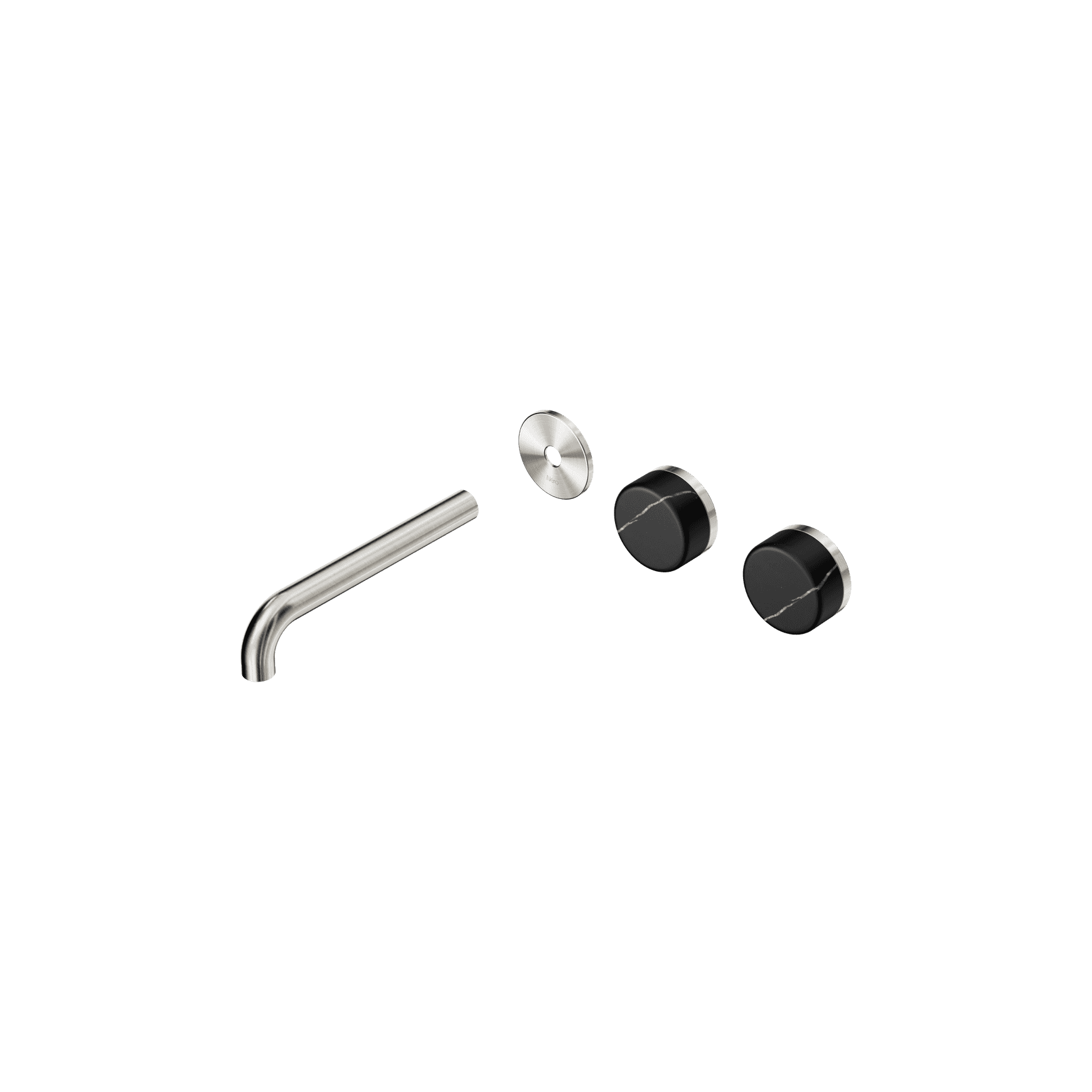 Serenity Wall Basin 185mm Offspout + Marquina Black Handle Brushed Nickel