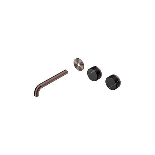 Serenity Wall Basin 185mm Offspout + Marquina Black Handle Brushed Bronze