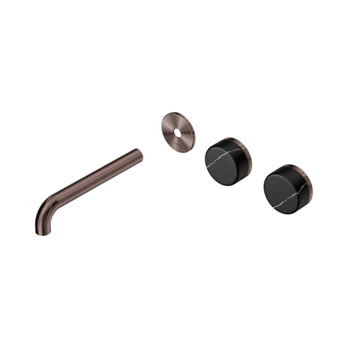 Serenity Wall Basin 185mm Offspout + Marquina Black Handle Brushed Bronze