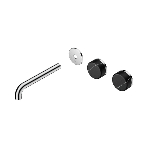 Serenity Wall Basin 185mm Offspout + Marquina Black Handle Chrome