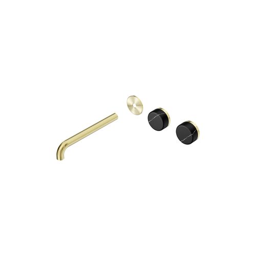 Serenity Wall Basin 220mm Offspout + Marquina Black Handle Brushed Gold
