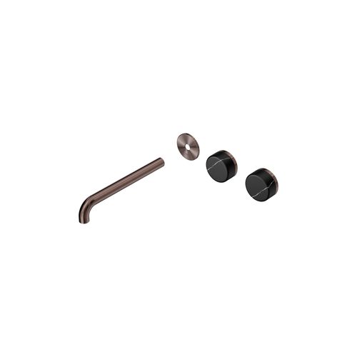 Serenity Wall Basin 220mm Offspout + Marquina Black Handle Brushed Bronze