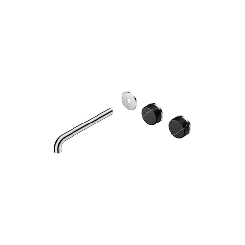 Serenity Wall Basin 220mm Offspout + Marquina Black Handle Chrome