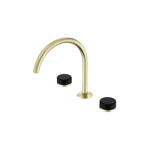 Serenity Bath/Kitchen Set Arc Spout With Marquina Black Handle Brushed Gold