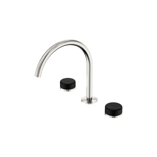 Serenity Bath/Kitchen Set Arc Spout With Marquina Black Handle Brushed Nickel