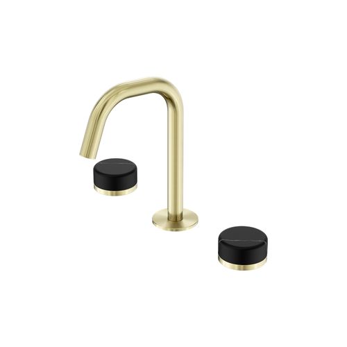 Serenity Basin Set Edge Spout With Marquina Black Handle Brushed Gold