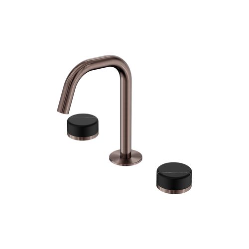 Serenity Basin Set Edge Spout With Marquina Black Handle Brushed Bronze