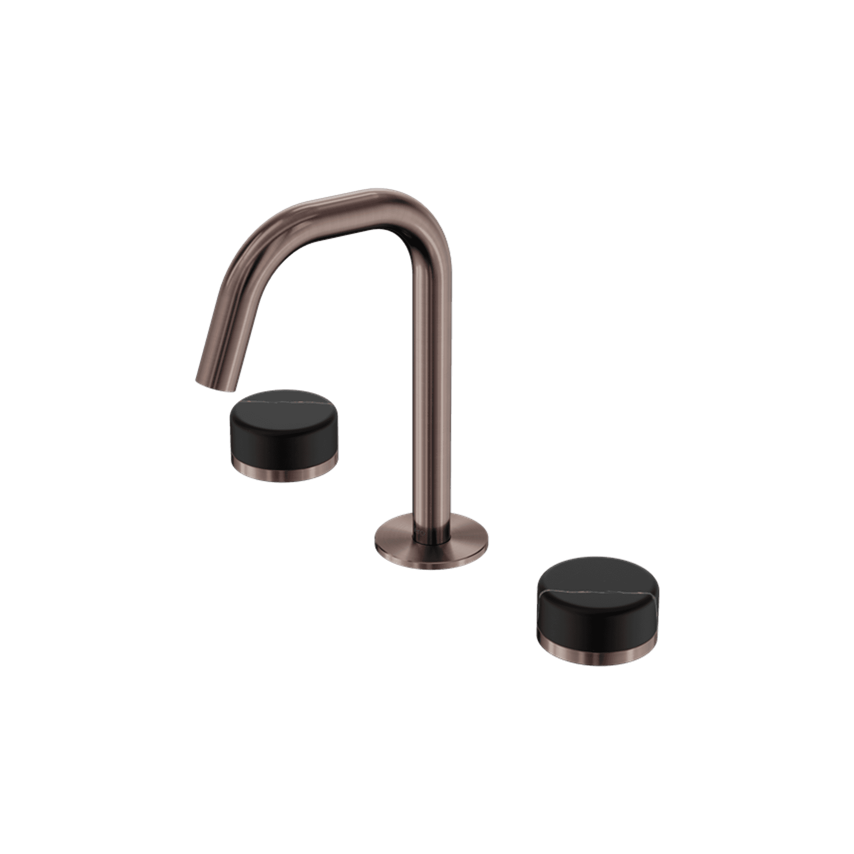 Serenity Basin Set Edge Spout With Marquina Black Handle Brushed Bronze
