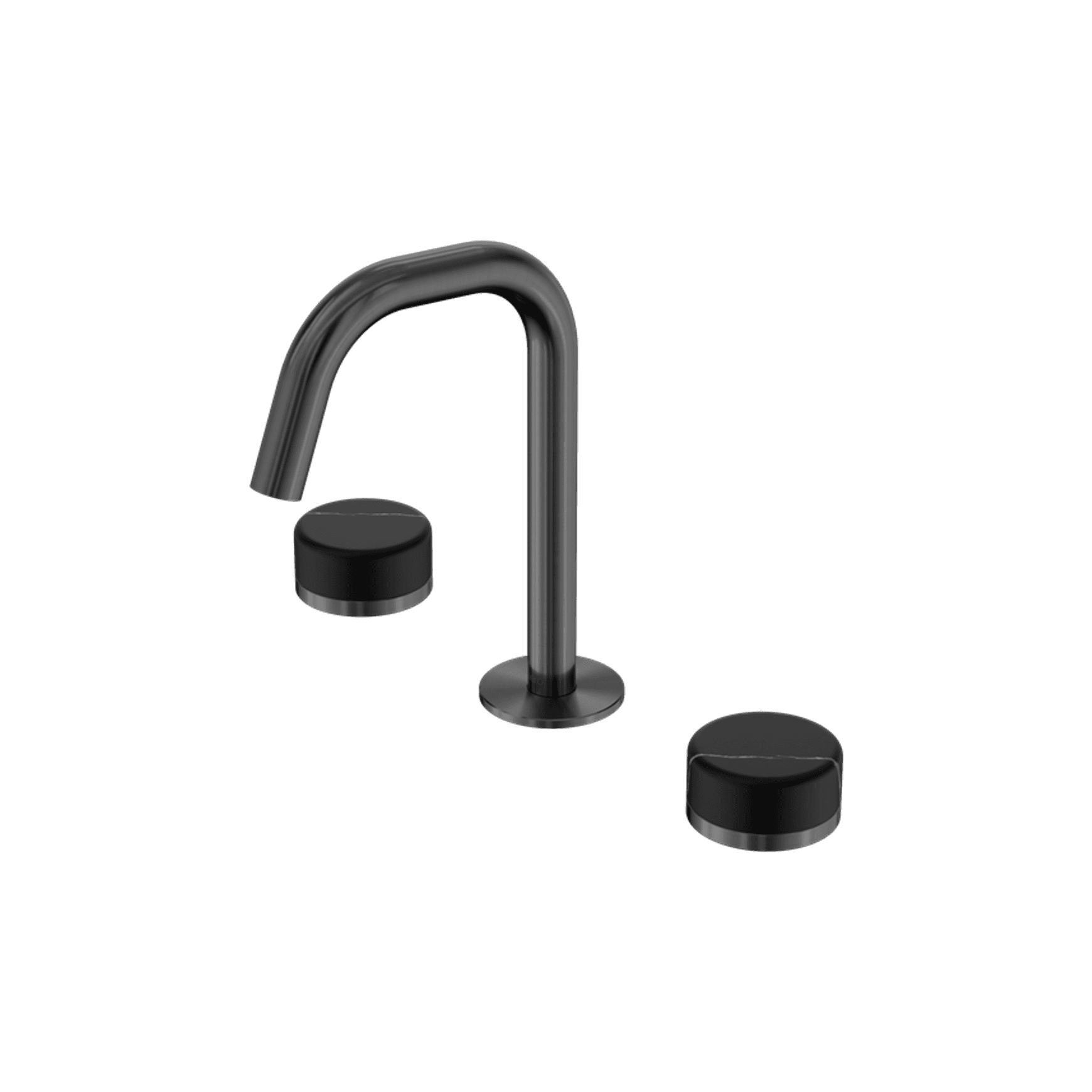 Serenity Basin Set Edge Spout With Marquina Black Handle Gun Metal