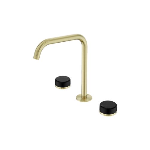 Serenity Bath/Kitchen Set Edge Spout With Marquina Black Handle Brushed Gold