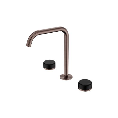 Serenity Bath/Kitchen Set Edge Spout With Marquina Black Handle Brushed Bronze