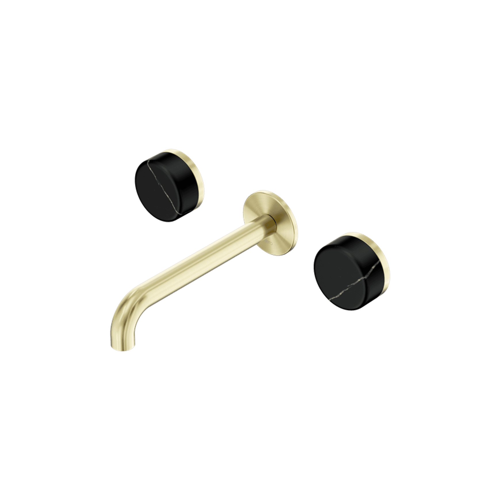 Serenity Wall Basin Set 185mm Spout With Marquina Black Handle Brushed Gold
