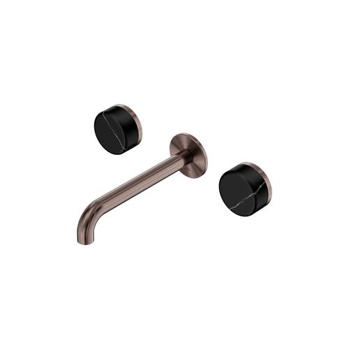 Serenity Wall Basin Set 160mm Spout With Marquina Black Handle Brushed Bronze