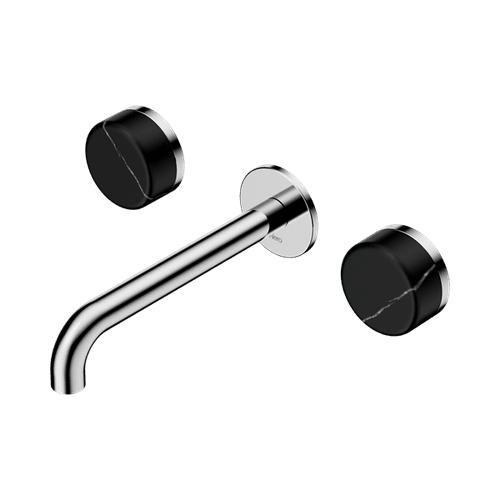 Serenity Wall Basin Set 185mm Spout With Marquina Black Handle Chrome