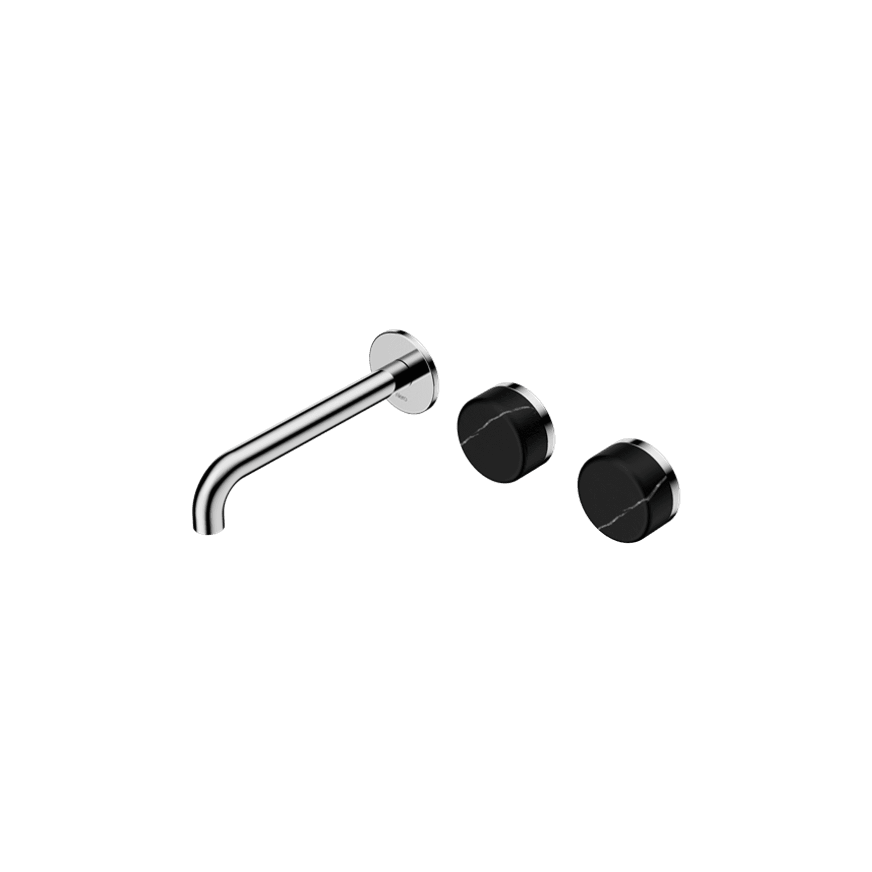 Serenity Wall Basin Set 160mm Offset Spout With Marquina Black Handle Chrome