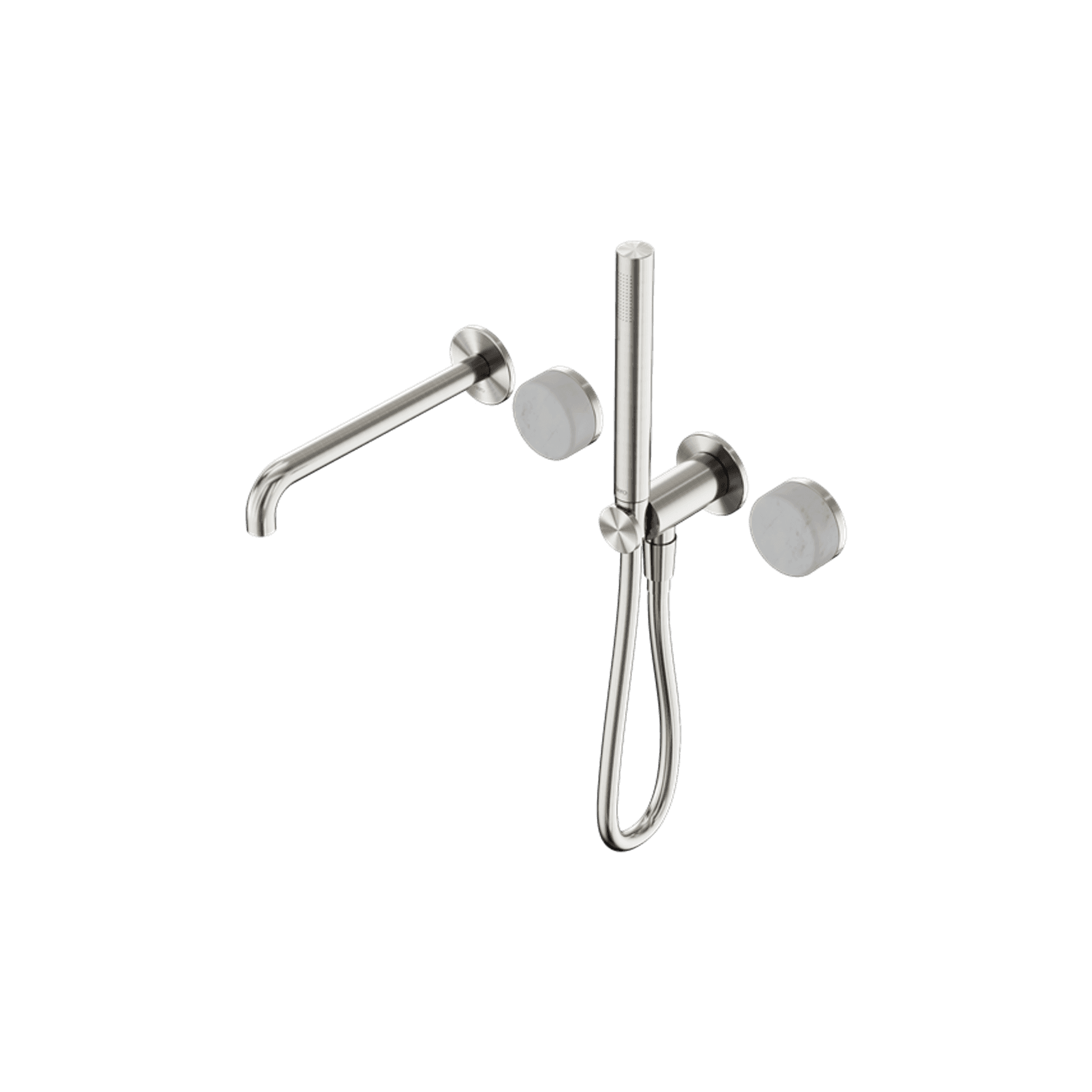 Serenity Shower System Spout Carrara Handle And Slim Shower Brushed Nickel